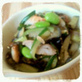 _ハチドリ's cooksnap of when they made 茄子とちくわと枝豆の塩昆布マヨごま和え.