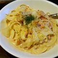 shizuとreo's cooksnap of when they made スモークサーモンとキャベツのパスタ.