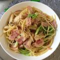 rerenママ's cooksnap of when they made ベーコンとエリンギのコンソメパスタ.