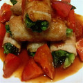 Si;'s cooksnap of when they made エノキとニラの豚肉巻き トマトソースかけ.