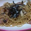 espoir27＊'s cooksnap of when they made しめじとベーコンの簡単和風パスタ.