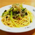 なないろの雪's cooksnap of when they made カブの葉とチリメンジャコの和風パスタ.
