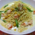 vauav's cooksnap of when they made エビとアスパラのクリームスープスパゲティ.