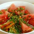 mermq1d's cooksnap of when they made 冷た～い　ぶっかけトマトそば始めてます。.