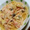 みんぐ♯'s cooksnap of when they made 鮭ときのことキャベツのクリームパスタ.