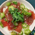 猫のミイヤ's cooksnap of when they made マグロの漬け　刻みオクラ和え.