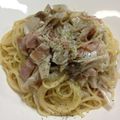 モカぷりん♪'s cooksnap of when they made 舞茸とベーコンのクリームスパゲティ♪.