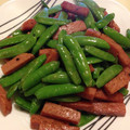 野っこ's cooksnap of when they made ＳＰＡＭとスナップエンドウのオイマヨ炒め.
