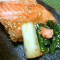 ぴよぴよlion's cooksnap of when they made 鮭のねぎみそ照り焼き.