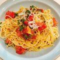popohii's cooksnap of when they made 超シンプル！トマトと大葉で和風冷製パスタ.