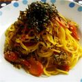 みっつ★あす's cooksnap of when they made 高菜と卵のピリ辛まろやかパスタ.
