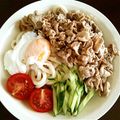 こーちゃん｡'s cooksnap of when they made 牛肉の冷しゃぶサラダうどん.