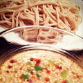 chelsey's cooksnap of when they made ピリ辛豆乳つけだれそば.