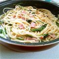 きたじまさん's cooksnap of when they made ほうれんそうとベーコンのクリームパスタ.