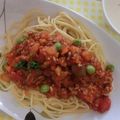 miraca's cooksnap of when they made 野菜たっぷりミートスパゲティー.