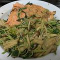 bonkure800's cooksnap of when they made 鮭×水菜キノコの和風炒め物.