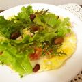 ローズレース's cooksnap of when they made ミックス豆と三つ葉オープンオムレツピザ風.