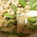 奈緒吉's cooksnap of when they made スナップえんどうとエリンギの卵とじ.