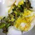 nukuhime's cooksnap of when they made ☆ピリ辛豚ひき肉の目玉のせライス☆.