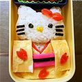 かみしり's cooksnap of when they made キャラ弁　着物キティ.