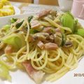 ゆめみるまおりん's cooksnap of when they made チンゲン菜とベーコンの和風パスタ♡.