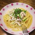 さゆ吉♡'s cooksnap of when they made ノンオイル梅とささみのヘルシーパスタ.