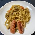 なっさん姫's cooksnap of when they made 鶏もも肉♪チキンのクリームカレー煮パスタ.