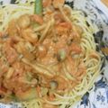 ひなひびももしょう's cooksnap of when they made 簡単☆ホタテと海老のトマトクリームパスタ.