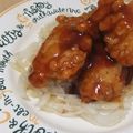 きらり流れ星's cooksnap of when they made 鶏からあげのカシス酢あんかけ.