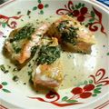 yukinoshit's cooksnap of when they made 鮭のムニエル☆バジルとニンニクのソースで.