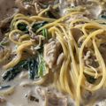 かいとら？'s cooksnap of when they made ランチに♪きのこの塩昆布クリームパスタ.