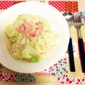 _yuchacha's cooksnap of when they made キャベツとサーモンのクリームパスタ♡.
