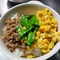 くっくぱー's cooksnap of when they made ☆三色丼☆炒りたまご・豚肉そぼろ・絹さや.
