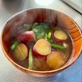 azbjbn's cooksnap of when they made 菜の花とさつま芋の味噌汁.