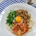みっちゃん❇️68's cooksnap of when they made 栄養満点！納豆 卵 キムチの冷やしうどん.