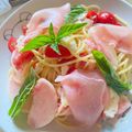kokone.love's cooksnap of when they made 15分！桃モッツァレラの冷製パスタ.
