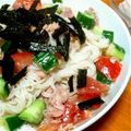 たかみみみ's cooksnap of when they made トマト、きゅうり、ツナ缶で素麺サラダ.