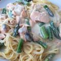 koz84's cooksnap of when they made キャベツとサーモンのクリームパスタ♡.