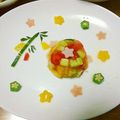 茶々コタ's cooksnap of when they made 夏☆七夕に梅酒とオクラの冷たいゼリー寄せ.