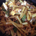 BellmanM's cooksnap of when they made 絹さやと千切りじゃがいもの卵中華炒め.