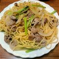 みかん12's cooksnap of when they made 小松菜と豚肉の和風スパゲッティー☆彡.
