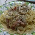 ricomimi's cooksnap of when they made ☺簡単濃厚☺きのこカルボナーラ☺.