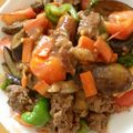 reotAmoe's cooksnap of when they made 茄子トマト牛こまのオイスターソース炒め.