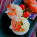 ❤️かわだん❤️'s cooksnap of when they made ゆで卵にカニカマとチーズ.