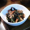 map2511's cooksnap of when they made 金時草とベーコンとマイタケの炒め物.