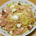 ひろにゃーん's cooksnap of when they made 蛸とベーコンのジェノベーゼパスタ.