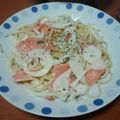 あみひよ's cooksnap of when they made 新玉ねぎとスモークサーモンのパスタ.