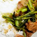 大野の豚に真珠's cooksnap of when they made 豚＆小松菜のピリ辛丼.