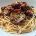 kachimachi's cooksnap of when they made ☆なすと挽肉のスパゲッティ☆.
