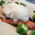 chicory328's cooksnap of when they made うまっ♪鮭とオクラ大根おろしのポン酢がけ.